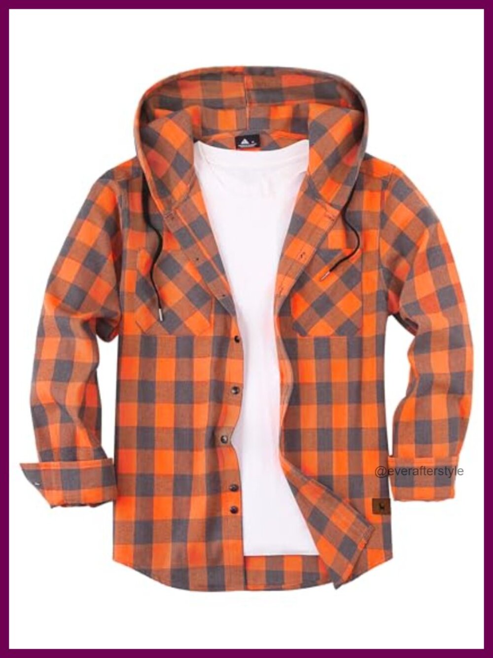 Men's Plaid Flannel Hoodie Button Down Shirt Long Sleeve with Pockets